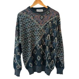 Vintage 90s Mondo Di Marco Italy Sweater Mens Size L Grunge Abstract Geometric